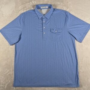 Criquet Polo Shirt Men's XL Blue Geometric Short Sleeve Golf Athletic Casual